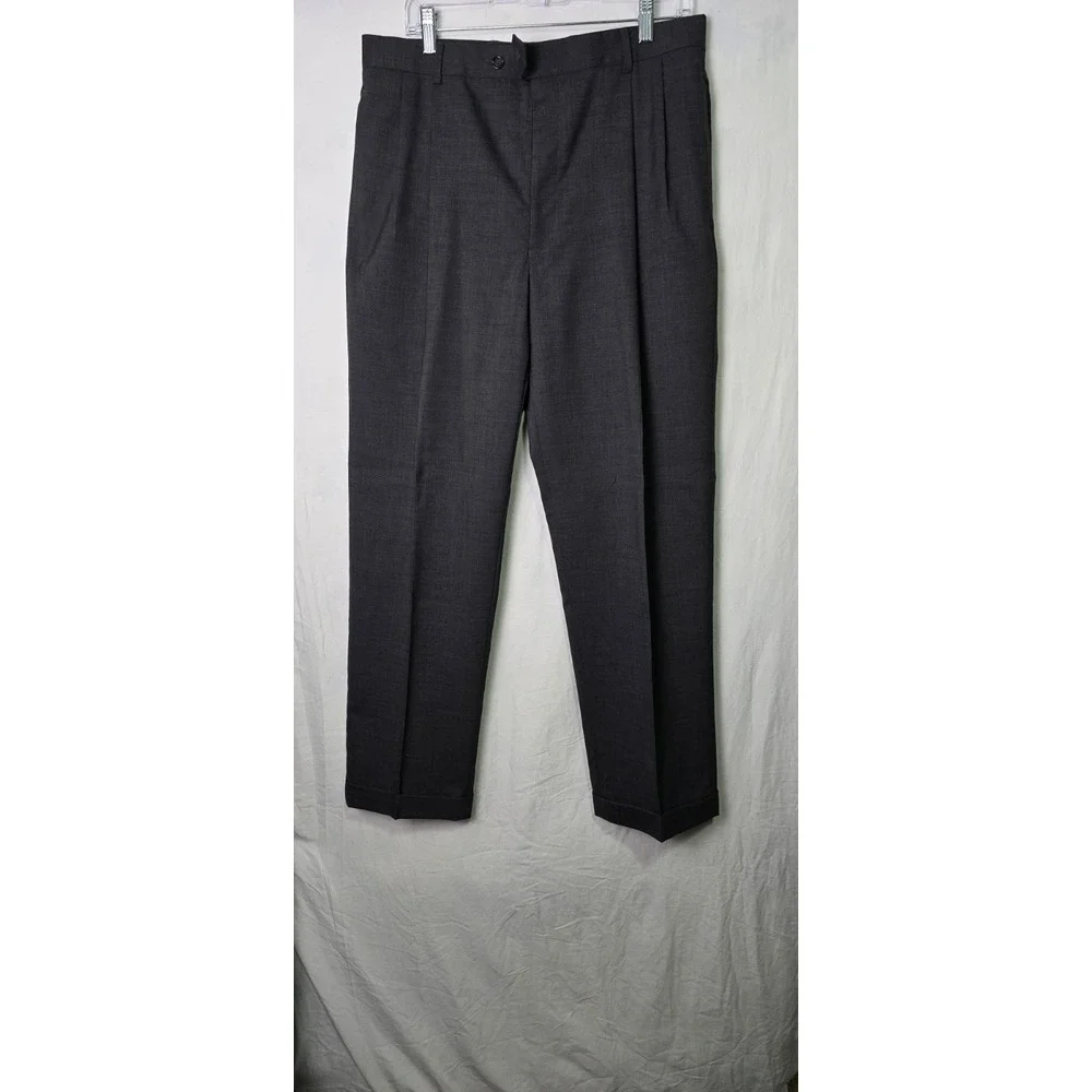 Jos A Bank Mens Suit Gray 100% Wool‎ Windowpane 2 pc